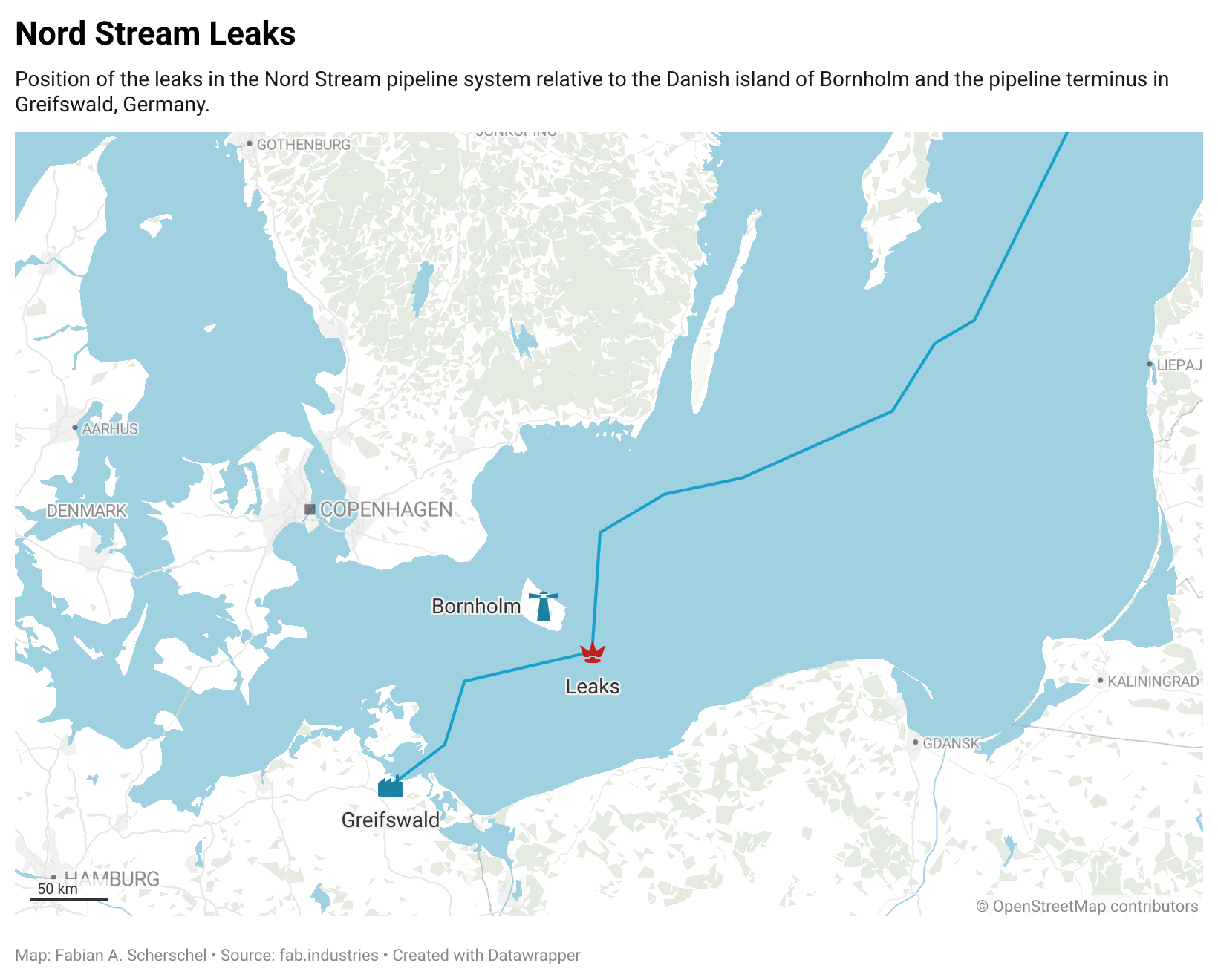 Maps of the Nord Stream leaks